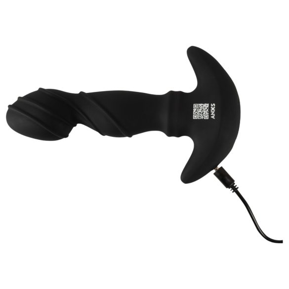 ANOS - vibrační kroužek na prostatu s pohyblivou hlavicí - černý