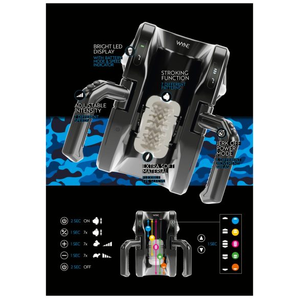 WYNE 10 - automatický masturbátor s držadlem - černý