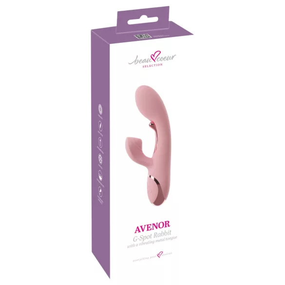 Beau Coeur Avenor - jazýčkový, s pákou na klitoris a stimulací bodu G vibrátor (růžový)