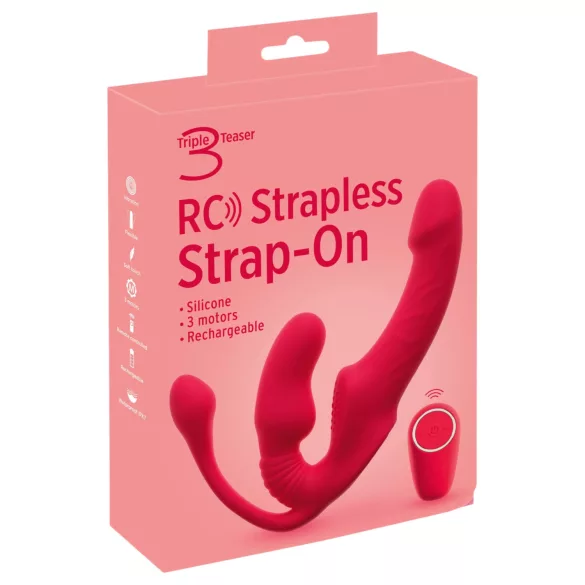 You2Toys Strapless - připínací 3ramenný vibrátor (růžový)