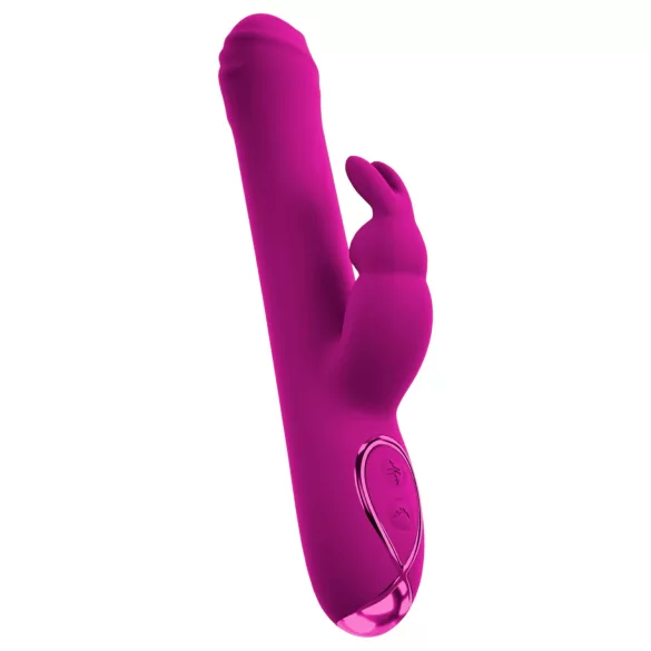 Sweet Smile - vibrační dildo s rotující klitorální pákou (růžové)