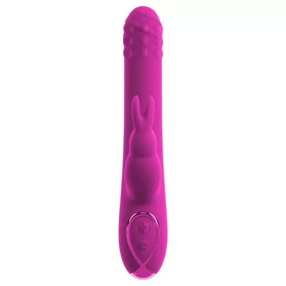 Sweet Smile - vibrační dildo s rotující klitorální pákou (růžové)