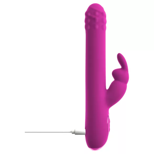Sweet Smile - vibrační dildo s rotující klitorální pákou (růžové)