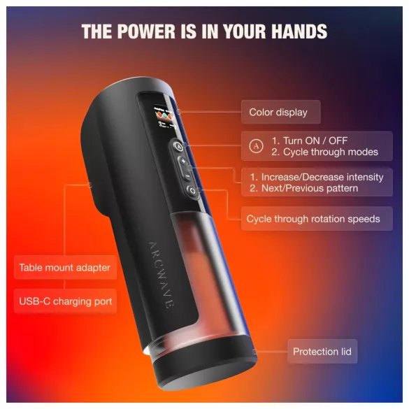 Arcwave Thruster - tlačný a rotační automatický masturbátor (černý)