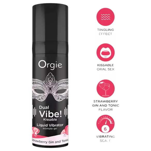 Orgie Dual Vibe - unisex tekutý vibrátor - Jahoda - Gin Tonic (15 ml)