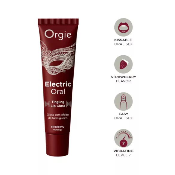 Orgie Electric Oral - třpytka na rty s brnivým účinkem - jahoda (10 ml)