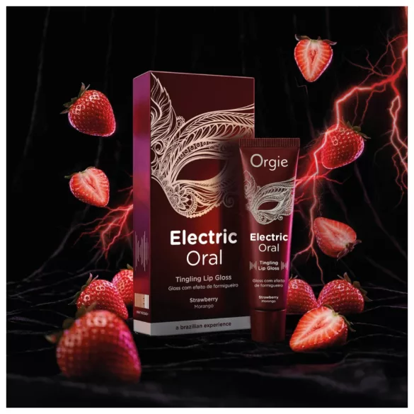 Orgie Electric Oral - třpytka na rty s brnivým účinkem - jahoda (10 ml)