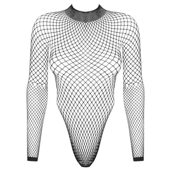 Obsessive - černé síťované body s dlouhým rukávem (S-L)