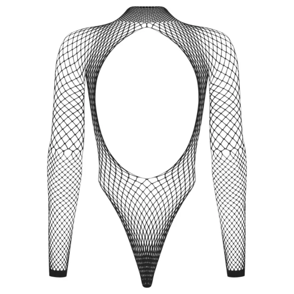 Obsessive - černé síťované body s dlouhým rukávem (S-L)
