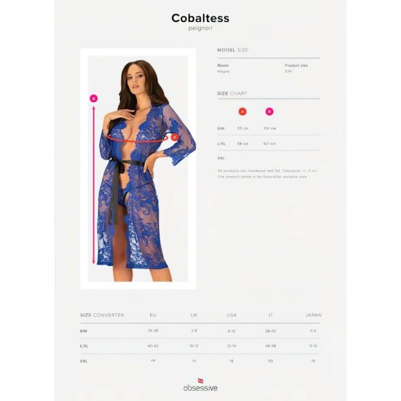 Obsessive Cobaltess - krajkový župan (modrý) - L/XL