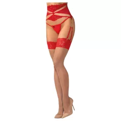   Obsessive - samodržící punčochy - krajkové - červené - L/XL