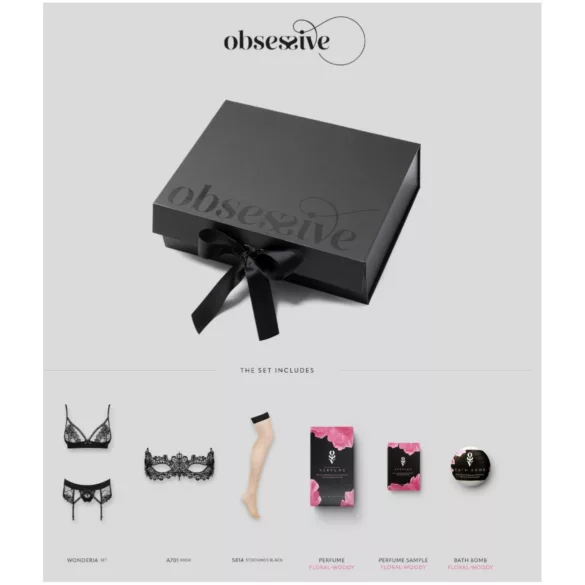 Obsessive Wonderia - dárková sada spodního prádla - 6 ks (černá) - L/XL