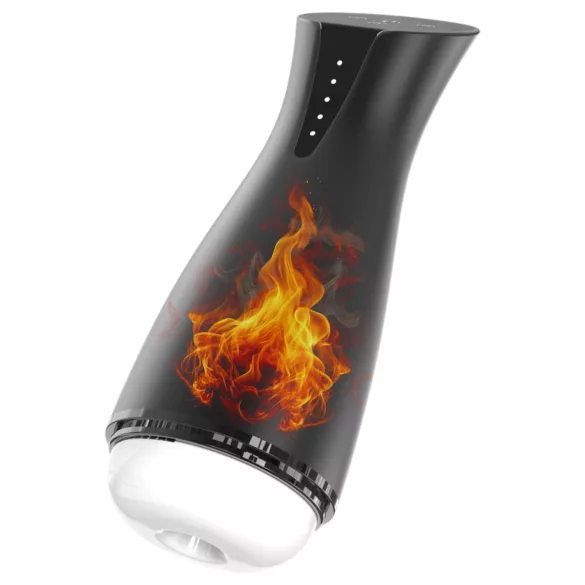 Men's Play - masturbátor s vakuovým a vibračním režimem, ohřev, černý