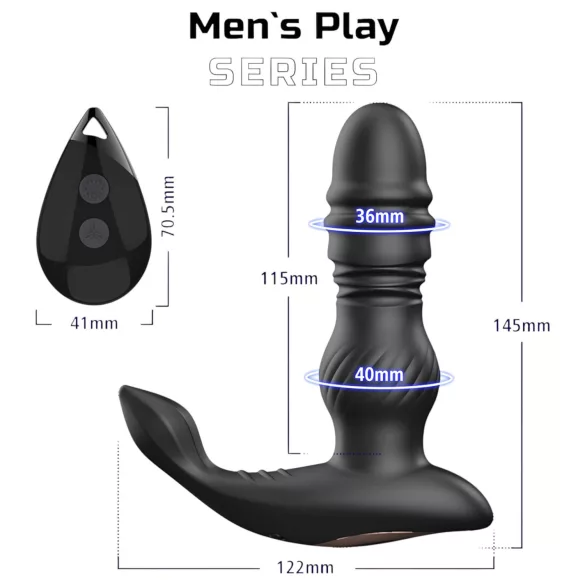 Men's Play - pohyblivý prostatický vibrátor - černý