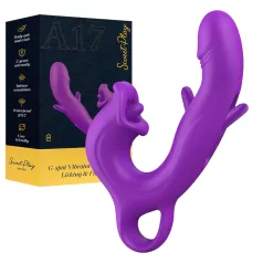   Erospace Sweet Play - jazýčkový stimulátor klitorisu a kývací vibrátor na bod G (fialový)