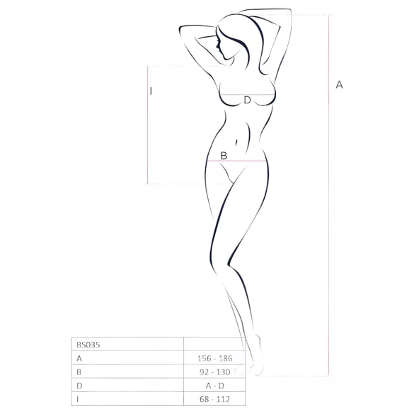 Passion BS035 - otevřené síťované body s ramínky - bílá - S-L