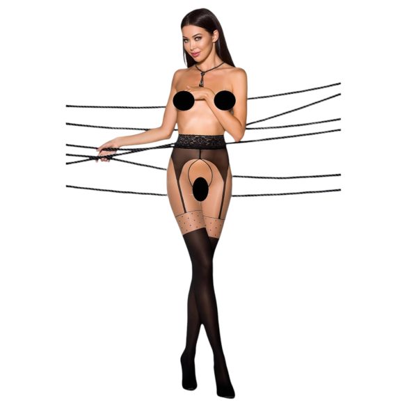 Passion - punčochy s podvazkovým efektem - černé