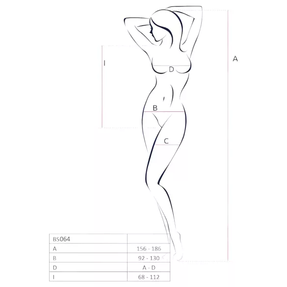Passion BS064 - otevřený síťovaný body - červená - S-L