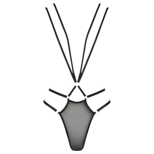 Passion Devil Meggy - kovový kroužkový tělový postroj (černý)