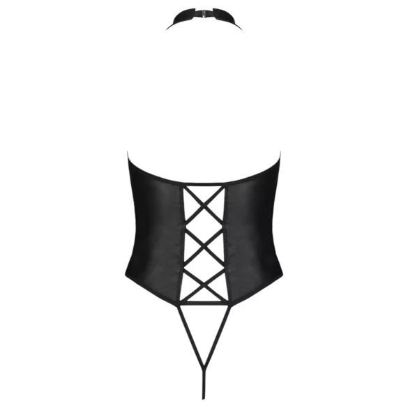 Passion Nancy - otevřené body s křížovými pásky - černá - L/XL