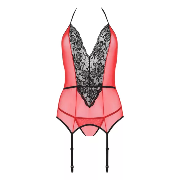 Passion Peonia - dámský set - podprsenka a tanga - červená - L/XL