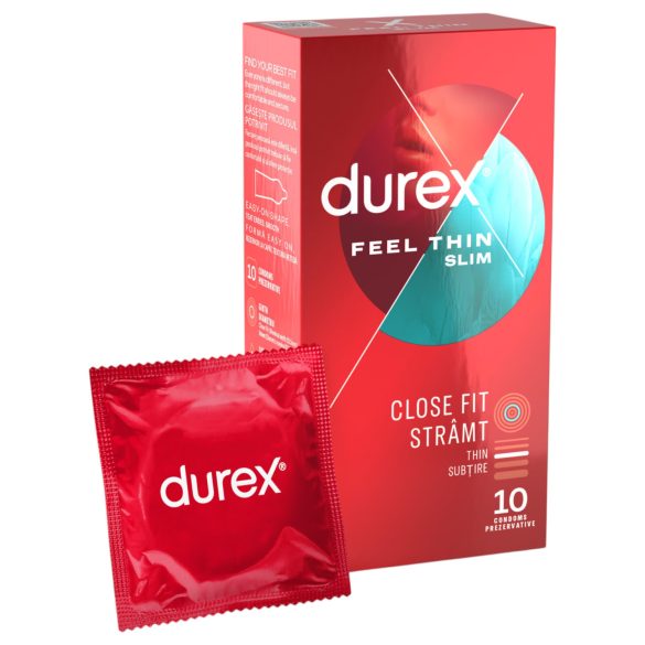 Durex Feel Thin Slim – ultra tenké kondomy pro přirozený pocit (10 ks)