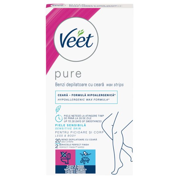 Veet Pure - depilační pásky na nohy a tělo - pro citlivou pokožku (20ks)
