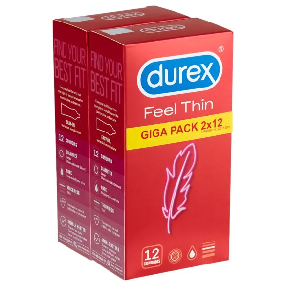 Durex Feel Thin - Přirozený pocit kondomy balení (2x12 ks)