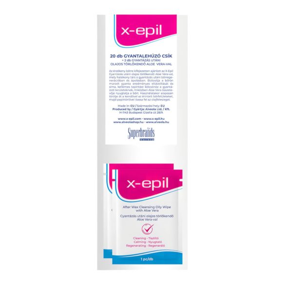 X-Epil - textilní depilační pásky (20 ks) + olejové ubrousky (2 ks)