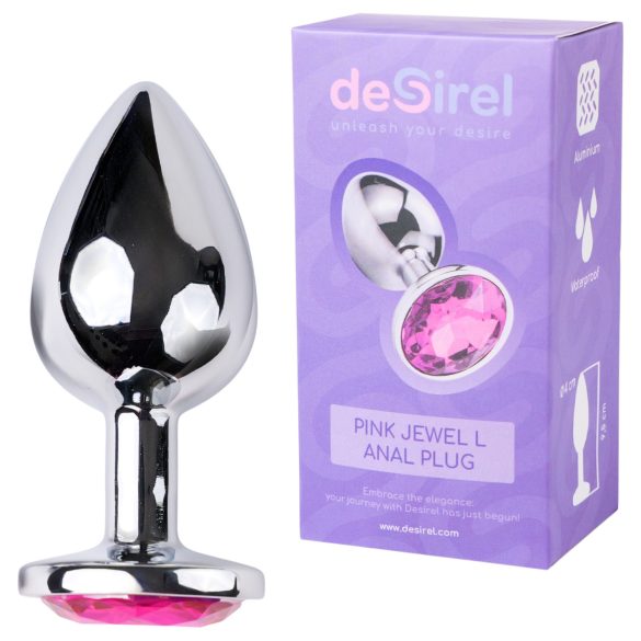 Desirel Pink Jewel L - anální kolík (stříbrno-růžový)