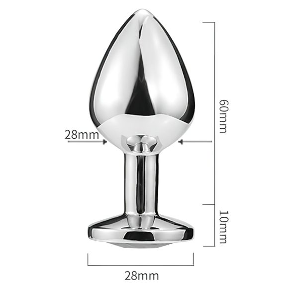 Sunfo - kovový anální kolík se srdcovým fialovým kamenem (stříbrný)