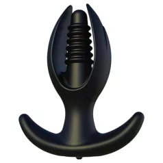   Kangvo - magnetický, nafukovací rýhovaný anální kolík (černý)