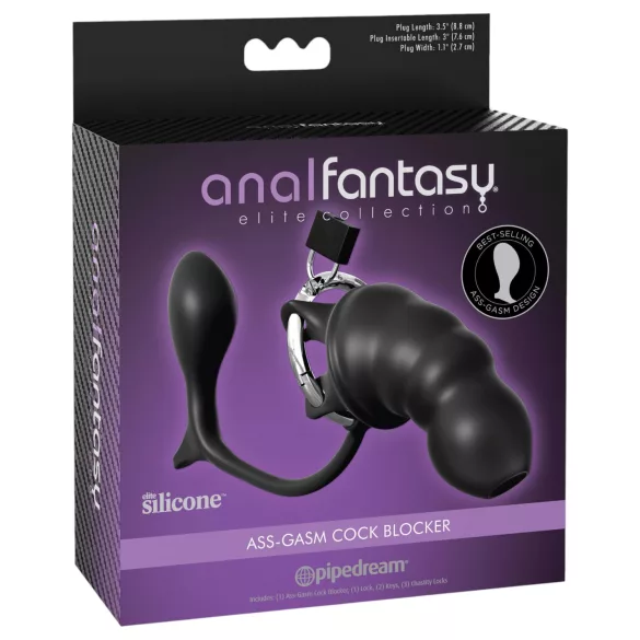 Pipedream Anal Fantasy Elite - anální kolík a klec na penis (černá)