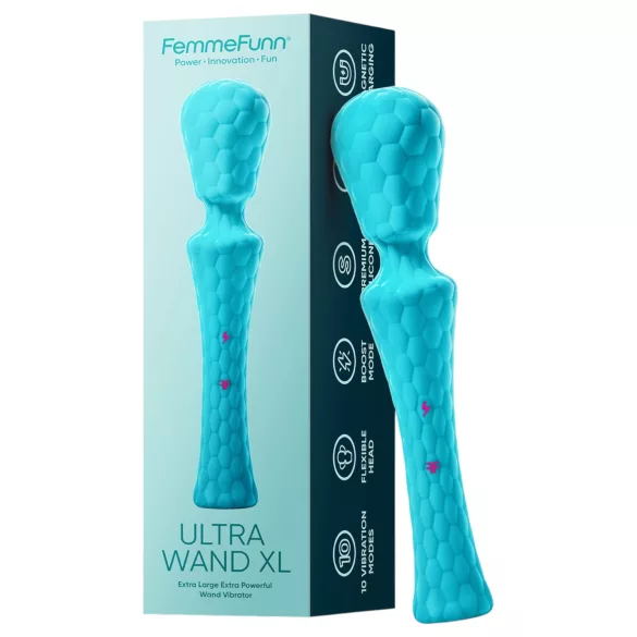 FemmeFunn - masážní vibrátor Ultra Wand XL - prémiový silikon tyrkysový