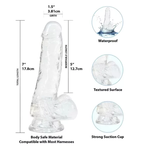 Addiction Crystal - dildo s přísavkou (průhledné) - 18 cm
