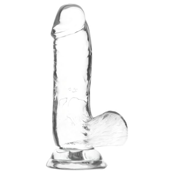 Addiction Crystal - přísavkový, varlatový dildo (průhledný) - 15 cm