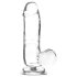 Addiction Crystal - přísavkový, varlatový dildo (průhledný) - 15 cm