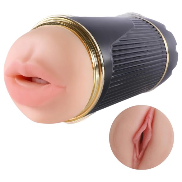 Osamělý - ústní a vaginální masturbátor (přírodní-černý)
