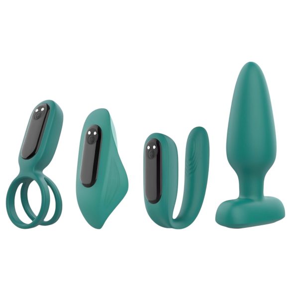 Sex HD - akumulátorová sada 4 vibrátorů s dálkovým ovládáním (zelená)