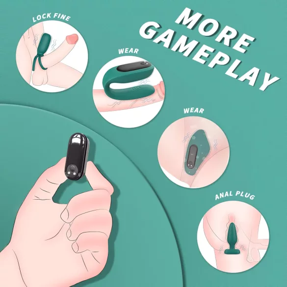 Sex HD - vibrační sada 4 díly s dálkovým ovládáním, akumulátorová - zelená