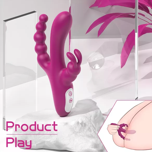 Sex HD Joker - vibrátor s akumulátorem - vodotěsný, trojitý - fialový