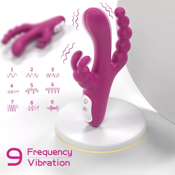 Sex HD Joker - vibrátor s akumulátorem - vodotěsný, trojitý - fialový