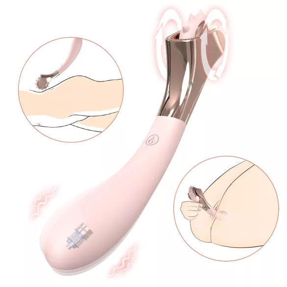Sex HD - vibrační vodotěsný vibrátor a stimulační kolečko - růžový, akumulátor