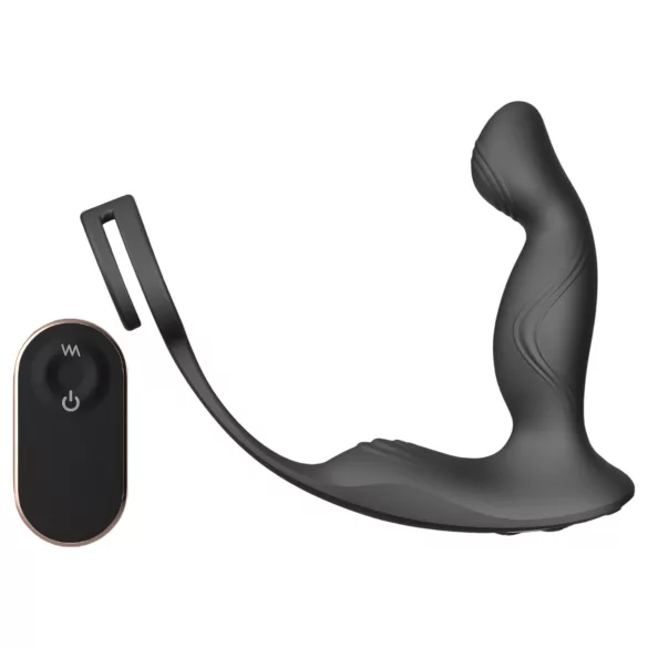 Sex HD Virgil - vibrátor na prostatu s kroužky na penis a varlata - černý