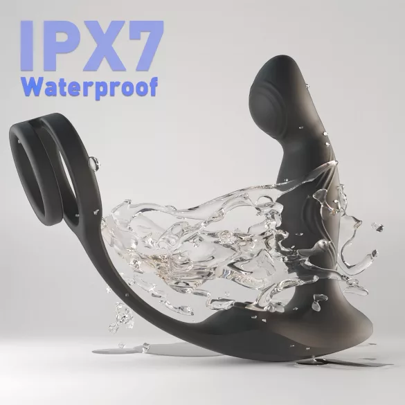 Sex HD Virgil - vibrátor na prostatu s kroužky na penis a varlata - černý