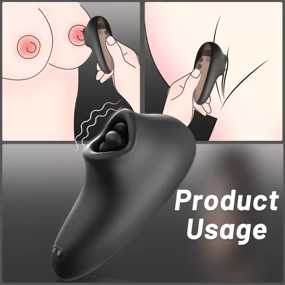Sex HD Mirror - vibrátor s funkcí ohřevu a lízáním - černý