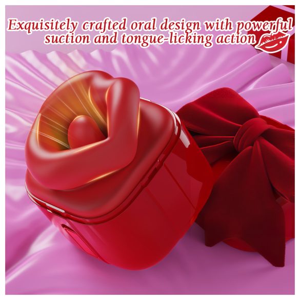 SEX HD Lovely Kiss - vibrátor s lízáním a sáním - červený