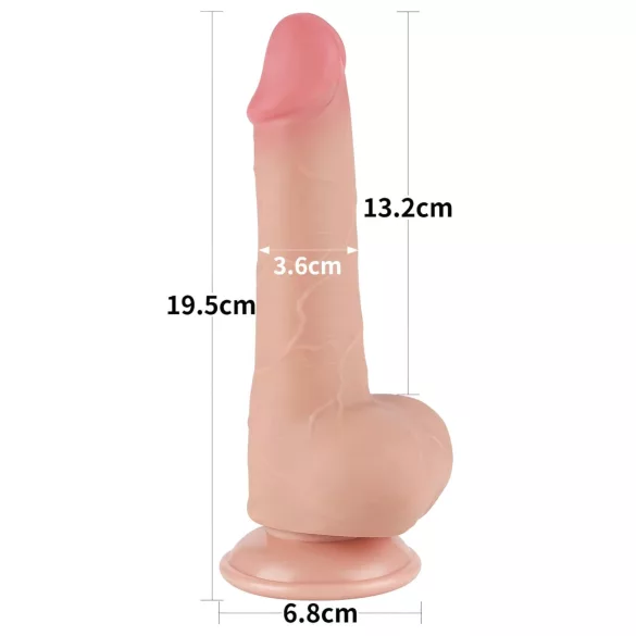 Sliding-Skin - dvouvrstvé dildo s přísavkou - 19,5 cm (tělová barva)