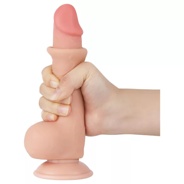 Sliding-Skin - dvouvrstvé dildo s přísavkou - 19,5 cm (tělová barva)