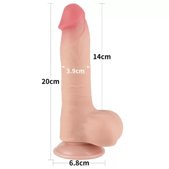Lovetoy - realistické dildo s varlaty - dvouvrstvé - 20 cm - tělová barva